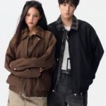 MITEK Faux Two-Piece Jacket for Men and Women, Spring and Autumn Retro Style Baseball Jacket, Teen American Style Lapel Jacket Trendy