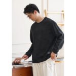 2025 Autumn/Winter New WPAES Men's Faux Two-Piece Spliced ​​Fleece Cotton Crew Neck Sweatshirt, Unisex Versatile Base Layer